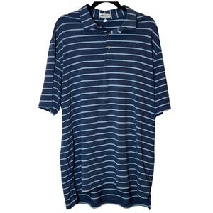 Peter Millar Men's Size XL Summer Comfort Navy Aqua Stripe Golf Polo Lightweight